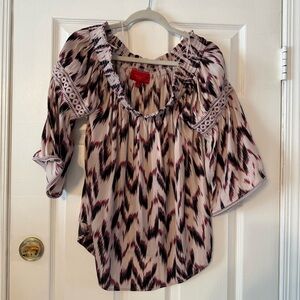 Jennifer Lopez Pink  and Black Patterned Blouse